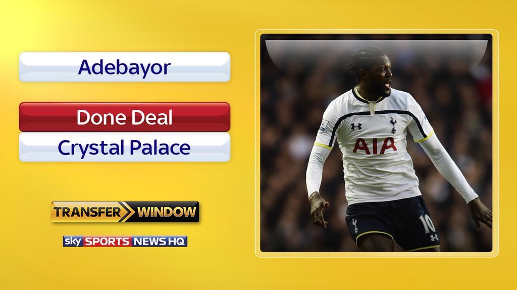 _FootballPortal's tweet photo. DONE DEAL: Crystal Palace have signed striker Emmanuel Adebayor on a free transfer. (Source: @SkySportsNewsHQ) https://t.co/LQ65guHdA6