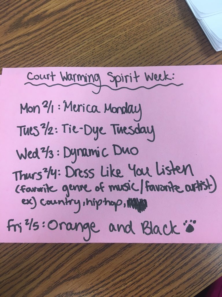 whstigerssga's tweet photo. Court Warming Spirit Days! 😎🎉 https://t.co/dkK13J99Go