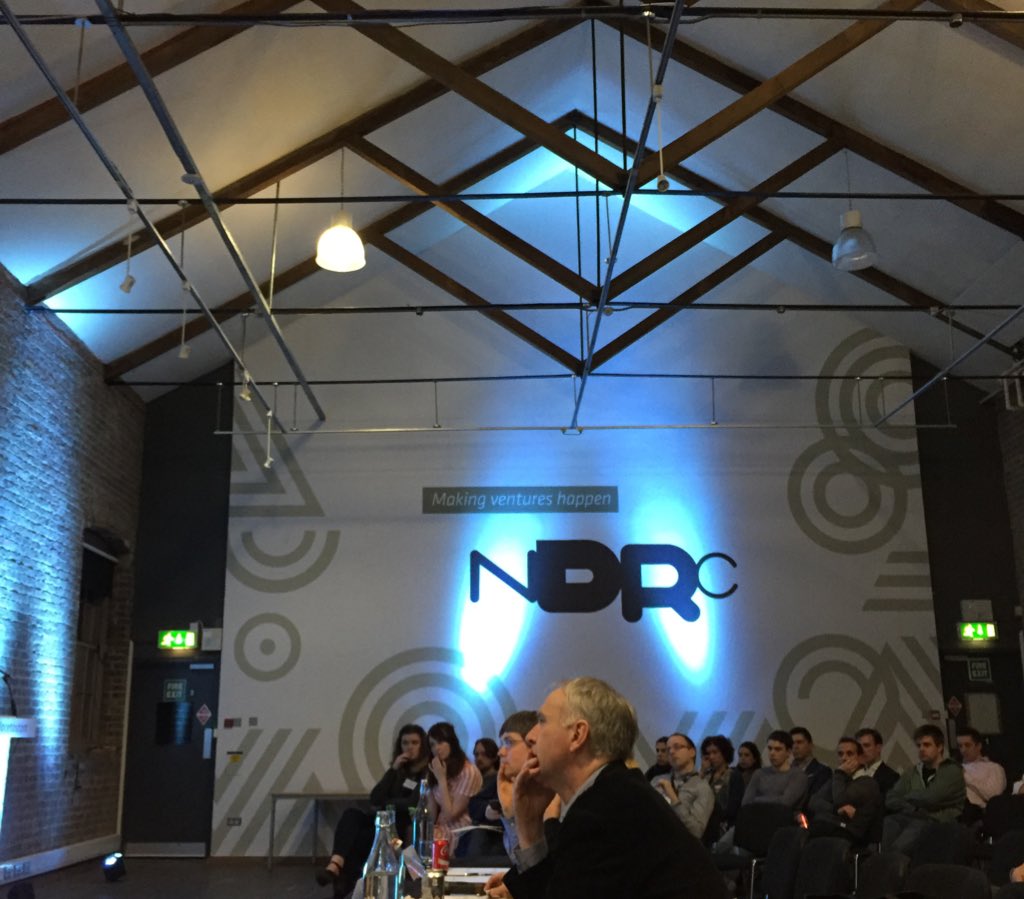 We're at the <a href="/NDRC_hq/">NDRC</a> pitching in the #ChallengeCup #startups #tech