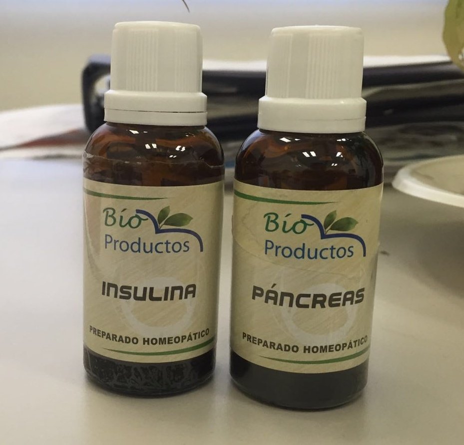 Niña diabética que acude a urgencias en tratamiento con estos botes de homeopatía. Resultado: ingreso hospitalario.