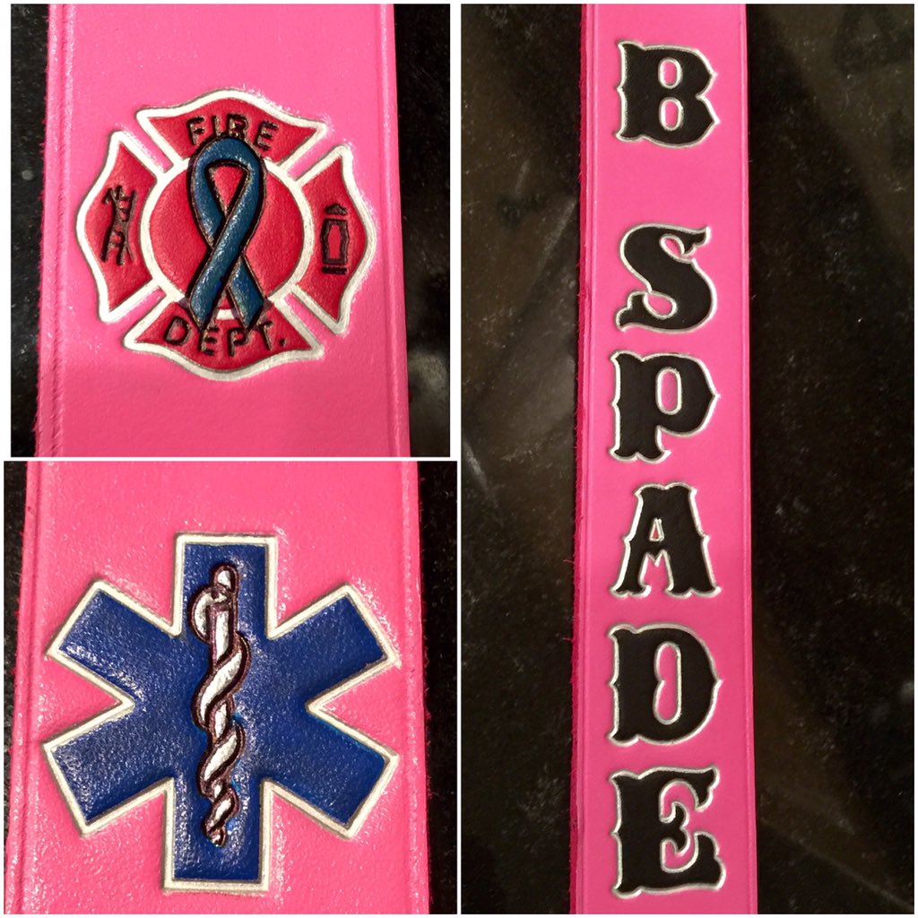 FFShields's tweet image. Pink firefighter radio strap.