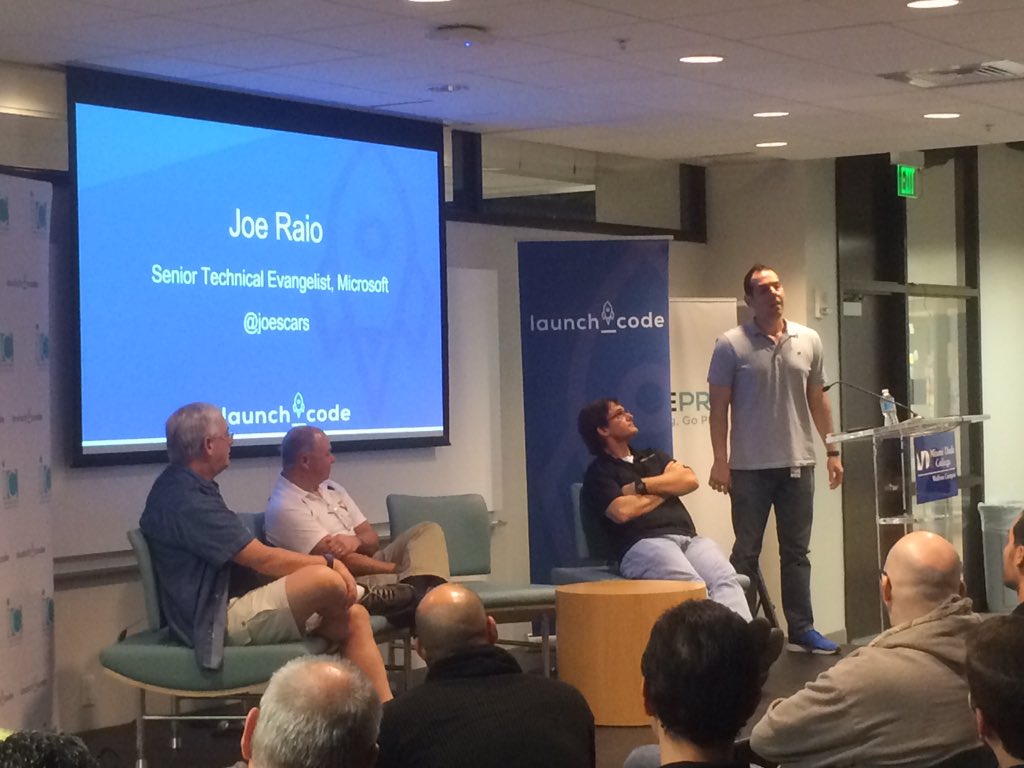 mishatalks's tweet image. &quot;We build stuff in the hope of inspiring students&quot; Joe Raio from Microsoft. #SFlSpeaksLaunchCode