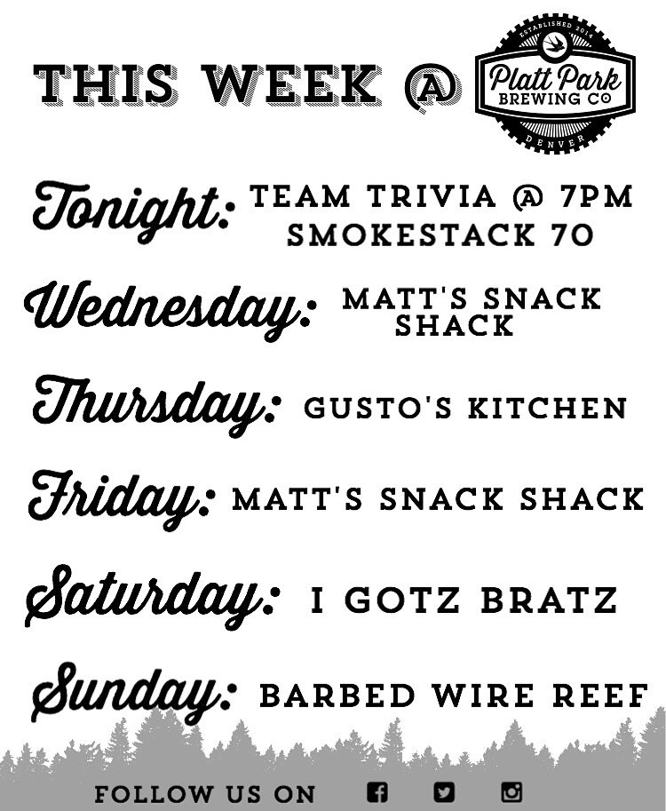 This week @ PPBC: we have a full line up of truck! #denver #foodtruck #teamtrivia #ppbc