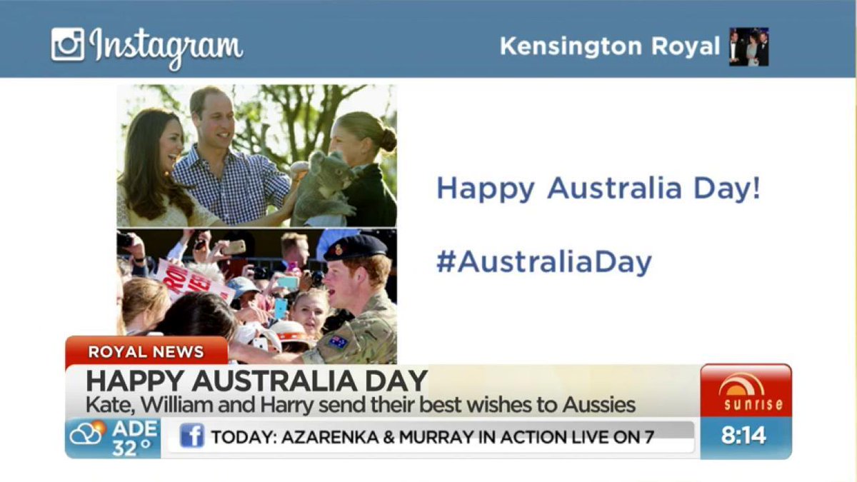 Kate, William and Harry have sent their best wishes to Australians on #AustraliaDay. #sun7