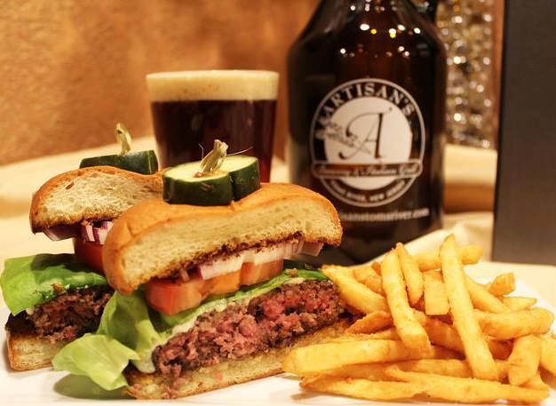 ArtisansTR's tweet photo. Burger &amp; Brew Tuesday! $10.95 for an Angus Beef Burger, fries, pickle &amp; draft pint (or house wine or soft drink) https://t.co/icE5TEkY5B