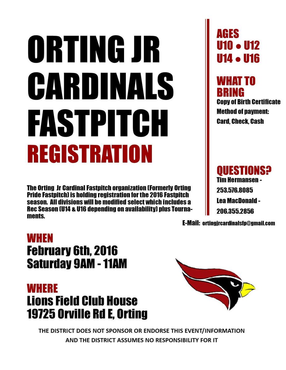 OrtingJrCardsFP's tweet photo. It's that time of the year for Fast Pitch!! Registration is Feb 6th 9-11am. Looking for 10, 12, 14, and 14U girls. https://t.co/zXNBxYoefv