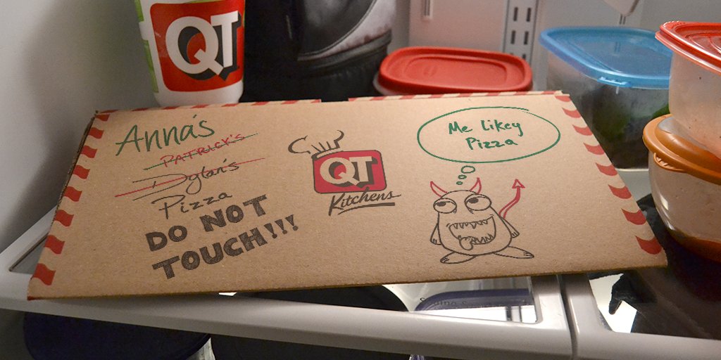 QuikTrip's tweet photo. It’s easy to store leftover QT #XLargePizza in the box. Not so easy to store it in the office fridge. https://t.co/zzN9RYwfQ2
