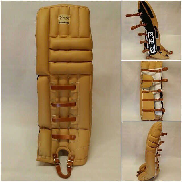 HockeyOnly_'s tweet photo. True vintage style pads, made by @KeneskyHockey. Pretty cool! #PadStacks #SkateSaves #GoalieThings https://t.co/p7xd6XSiWE