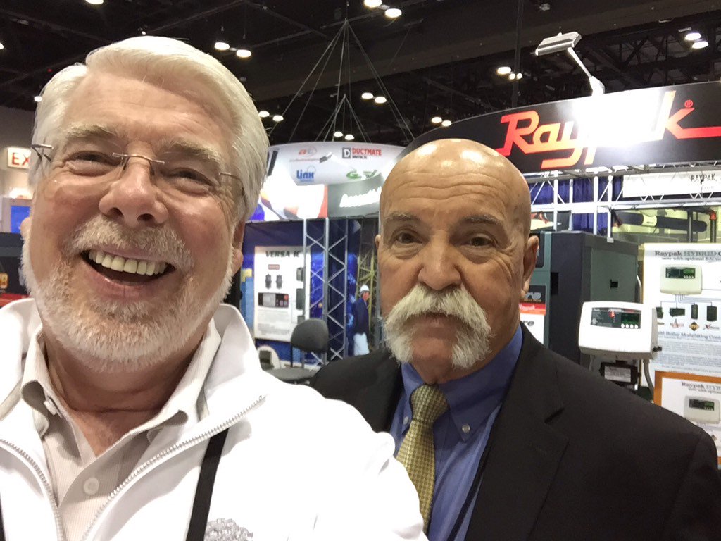 WillbanksInc's tweet image. It's Garey Willbanks with Mr. #Raypak himself, Regional Manager Jim Aubry! #AHRexpo