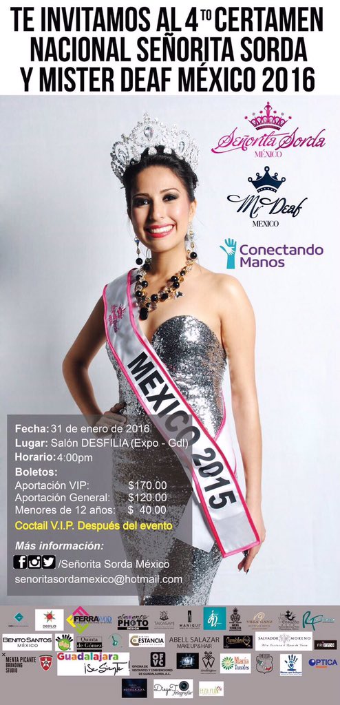 ahtziricardenas's tweet photo. Gran evento este domingo con @MissDeafMexico Oportunidad, sobre todo, para luchar contra discriminación #rt Gracias. https://t.co/iFTlFVHvbG
