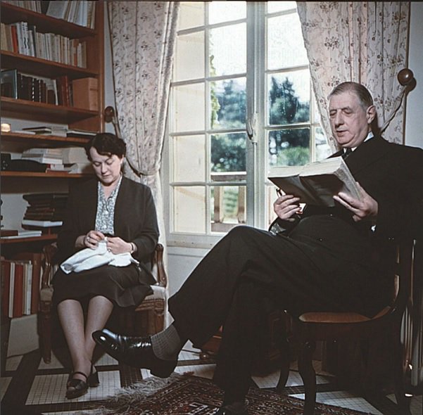 Fascinating Historical Picture of Charles de Gaulle with Yvonne de Gaulle in 1954 