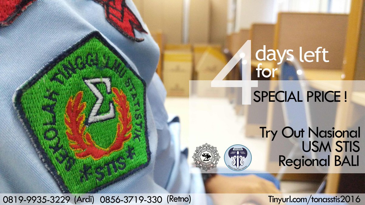 For more information :
Facebook : Try Out Nasional USM STIS 2016 (Regional Bali)
Line : @lnb1548x