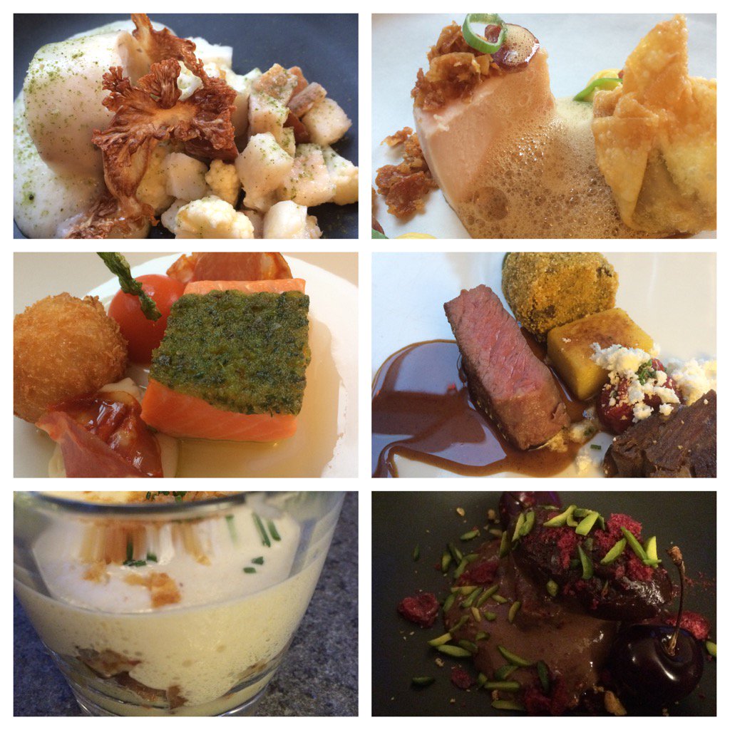 six courses of food in minature