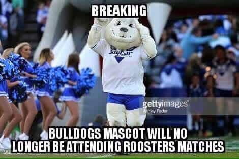 .<a href="/sydneyroosters/">Sydney Roosters 🐓</a> can't believe you will allow this to happen to <a href="/NRL_Bulldogs/">Canterbury-Bankstown Bulldogs</a> mascot!