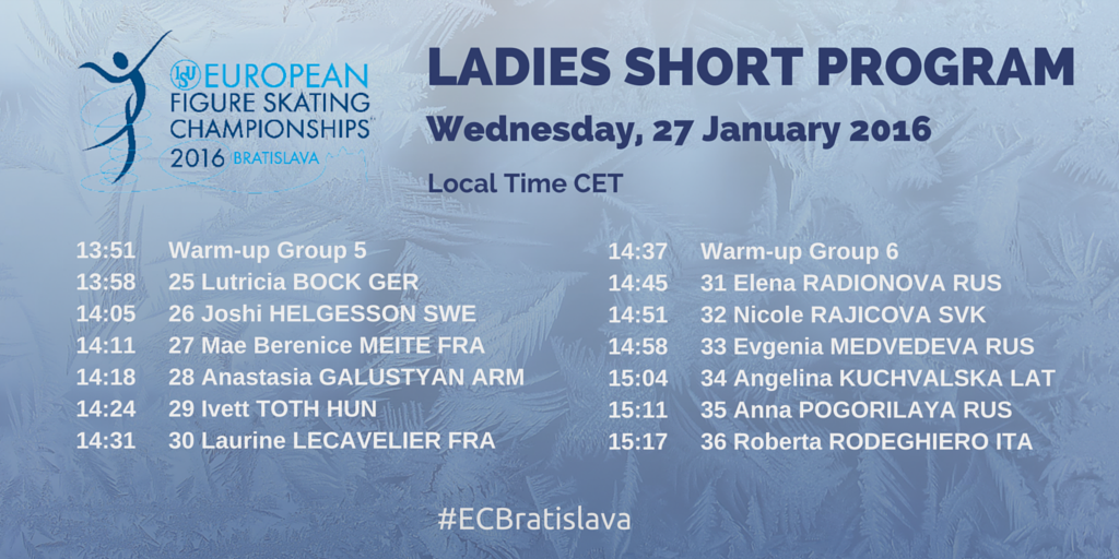 ISU Figure Skating on Twitter "Detailed schedule Ladies Short Program