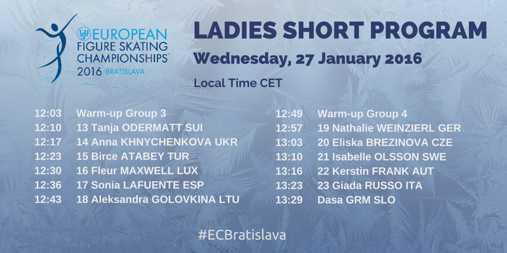 ISU Figure Skating on Twitter "Detailed schedule Ladies Short Program