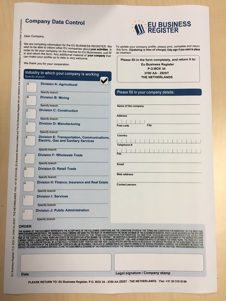 SjoerdAldenzee's tweet photo. Let op voor deze #oplichting. De 'gratis' update kost €2985,-  #eubusinessregister @opgelicht https://t.co/zU0n94trzM