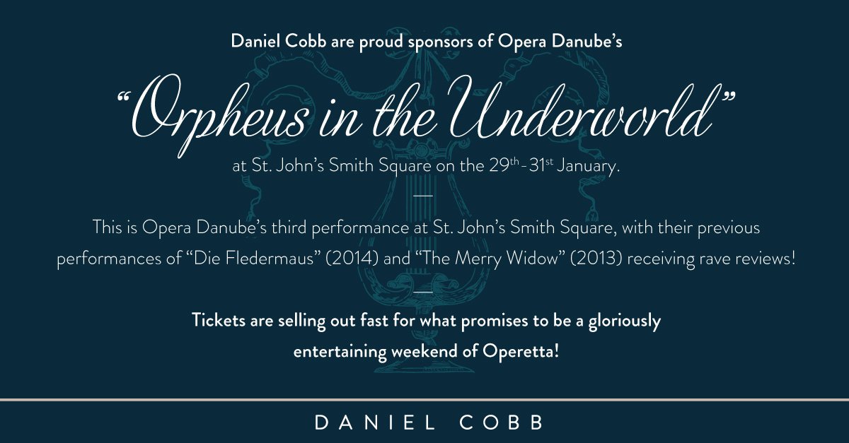 DanielCobbLDN's tweet image. We are sponsors of @OperaDanube "Orpheus in the Underworld" @StJohnsSmithSq this weekend buff.ly/1ZN0beb