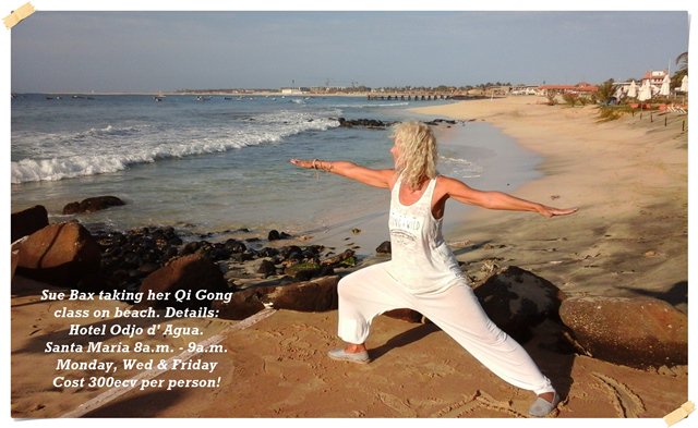 oops, late for #Qigong, best get down to the beach and join Sue for her morning class