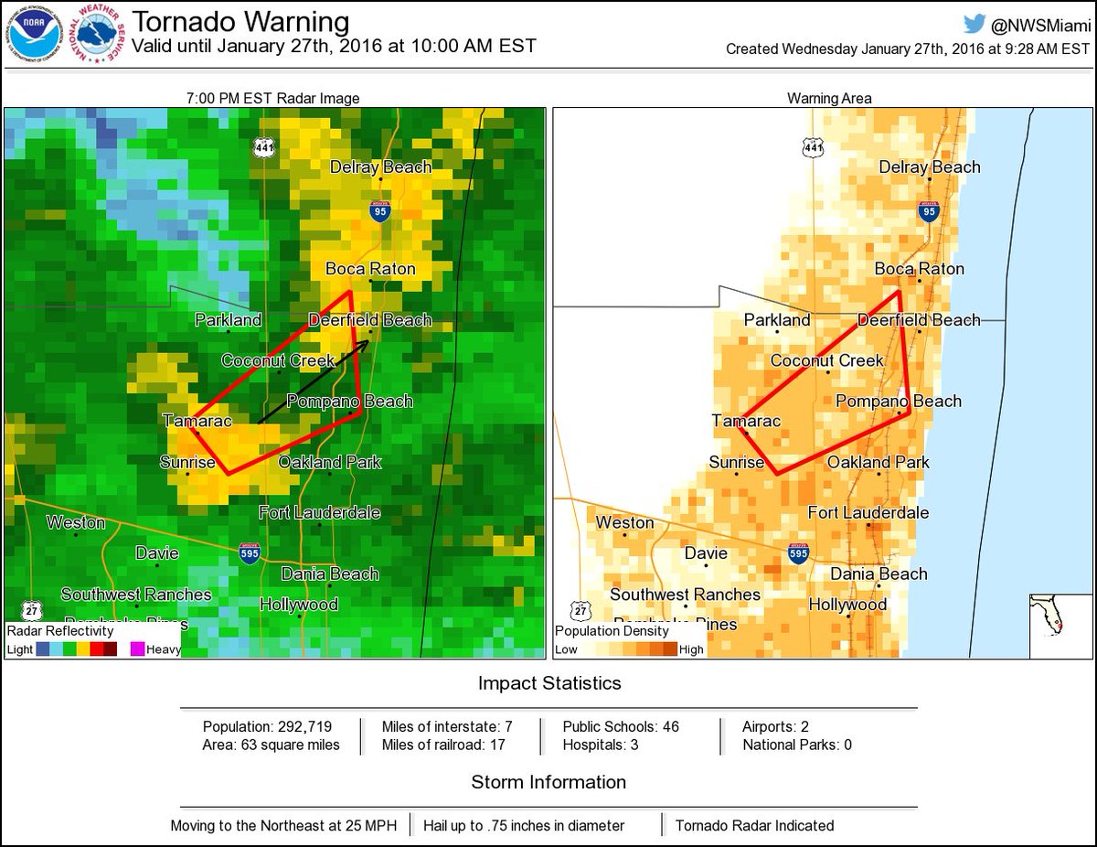 Tornado Warning including Coconut Creek FL, Pompano Beach FL, Tamarac