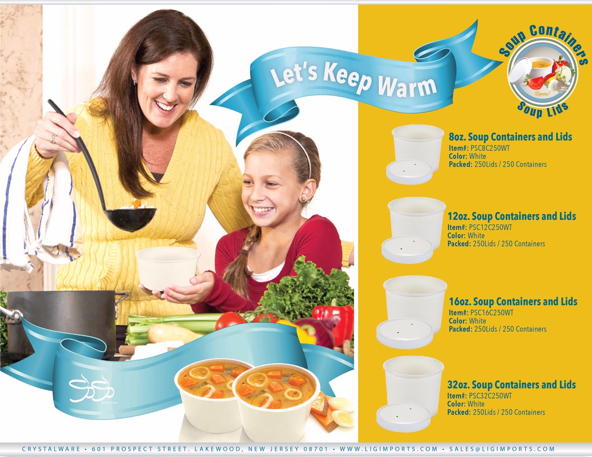 CrystalWareLLC's tweet image. #LetsKeepWarm Soup Containers filled with Warm Goodness @CrystalWareLLC @rjschinner @sjp_products @RegionalDist
