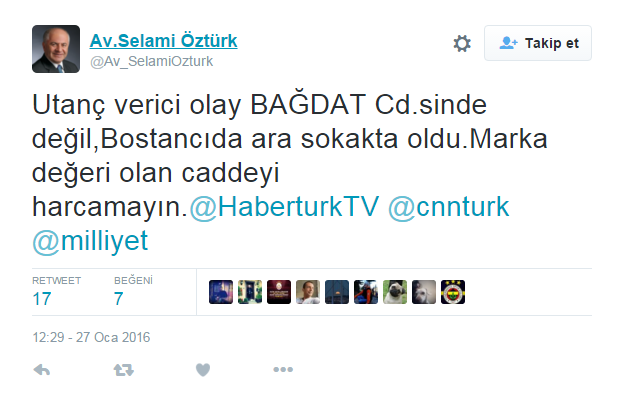 Kadıköy belediyesi eski başkanı, tecavüze uğrayan genç kızı değil de caddenin derdine düşeli birkaç saat oldu.