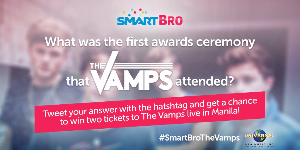 WIN 2 lowerbox tix to the #SmartBroTheVamps concert if you tweet us which awards ceremony The Vamps first attended!