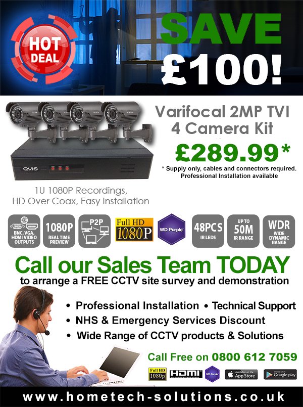 HomeTechsol's tweet image. 4 Bullet Camera CCTV Kit. Only £289.99 (Supply only) 1080P Full HD. #cctv #cctvkits