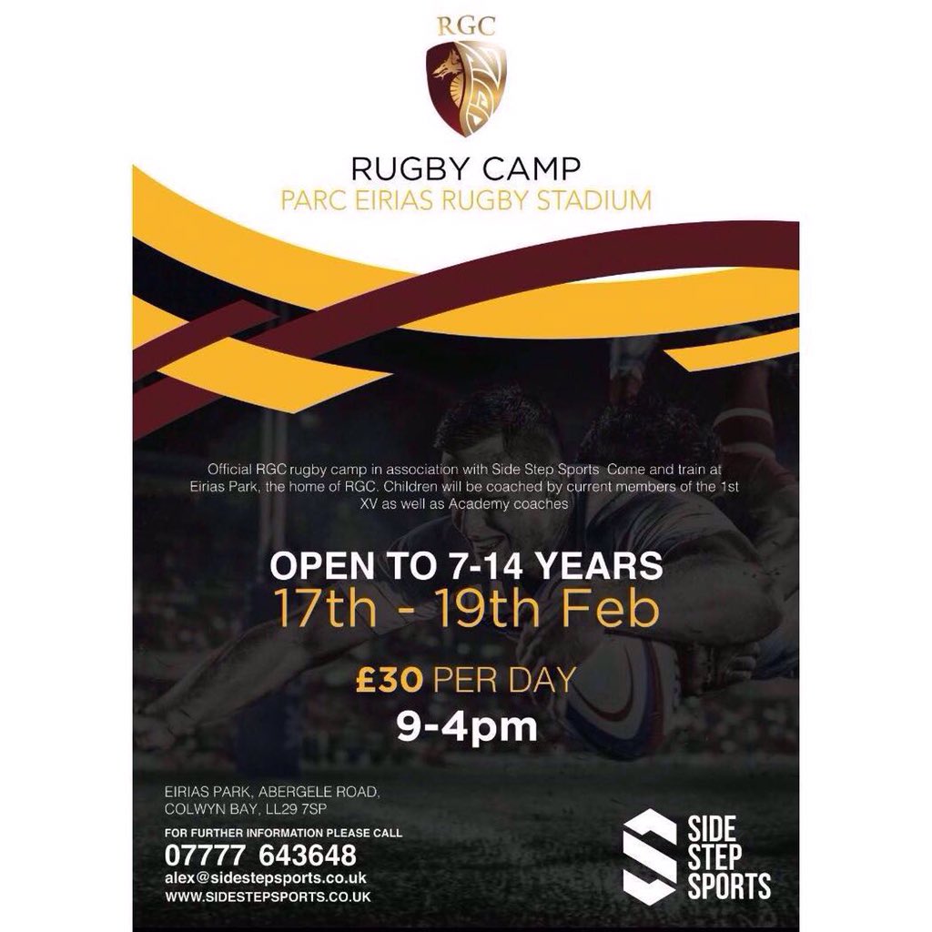 SSSportsLTD's tweet photo. Official RGC February half term rugby camp  @moldrfc @ClwbRygbiAberge @CRDinbych @rygbicaernarfon https://t.co/caqxhOfMm7