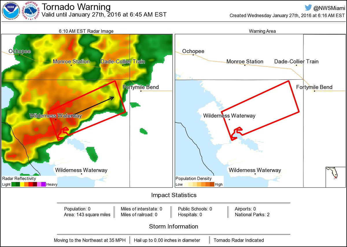 Tornado warning including pinecrest fl, loop road ee cente fl, wilderness waterway fl ...