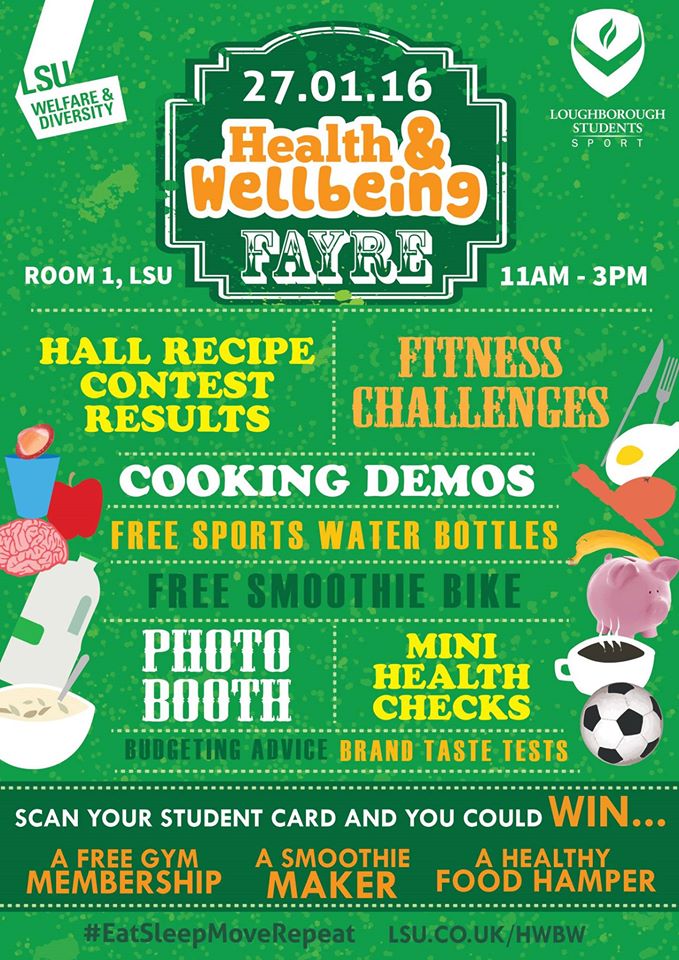 LoughboroughSU's tweet image. The HEALTH &amp;amp; WELLBEING FAYRE just started in Room 1! #EatSleepMoveRepeat