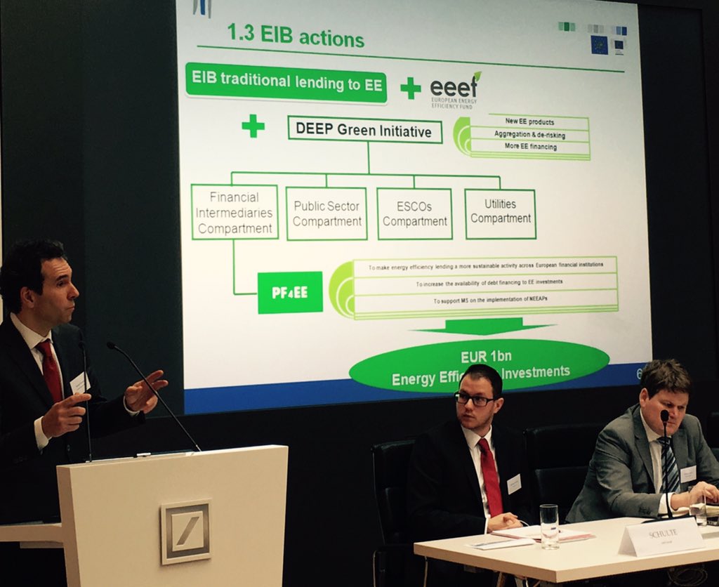 ClimateSt's tweet photo. .@EIBtheEUbank talks about instruments to fund #energyefficiency at #EEFIG inspired event @Energy4Europe @BMWi_Bund https://t.co/mvXCLtCuSO