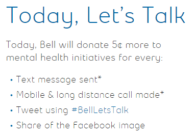 CMHAOntario's tweet photo. It's #BellLetsTalk day! Join the #mentalhealth convo &amp; help break down the barriers associated with mental illnesses https://t.co/CVo1OeuRqK