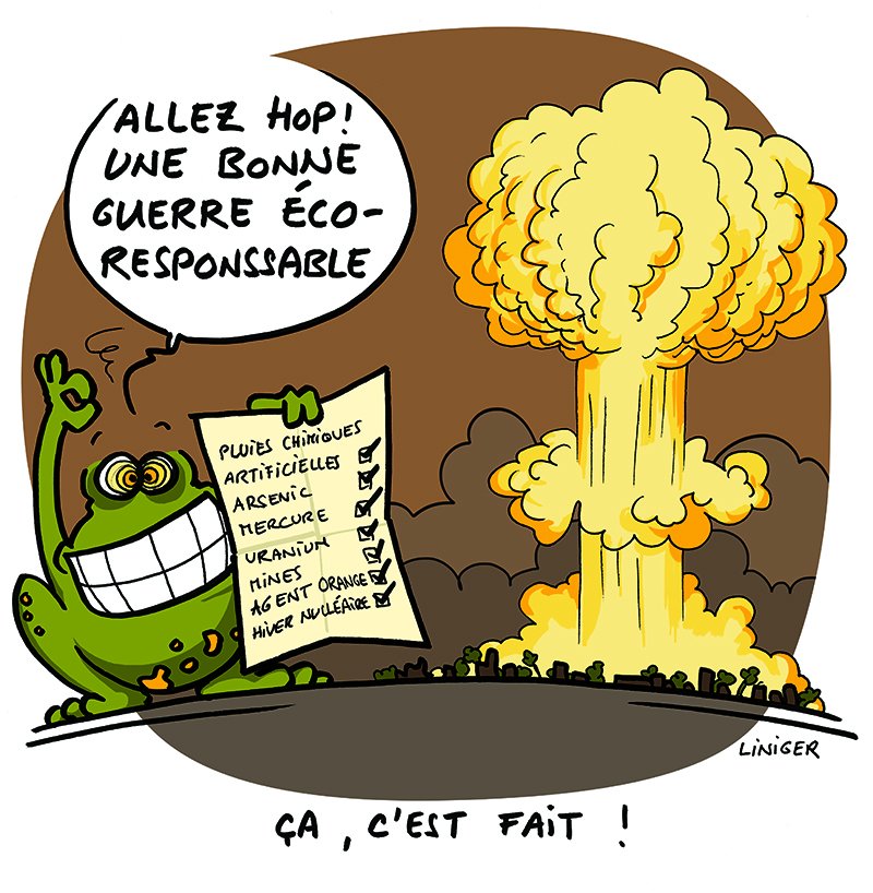 irresistibleLab's tweet photo. Impacts des guerres sur l'#écologie : l'article sur https://t.co/dct99175ts et son #dessindepresse de #Liniger https://t.co/w1jdov32lZ