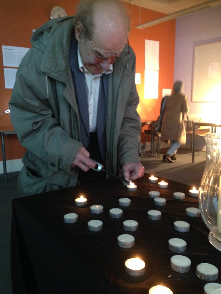 Lee_UJS's tweet photo. At #Brunel with professor heinz wolf lighting a candle for the millions that have died in the #HolocaustMemorialDay https://t.co/OfxBuKSOl9