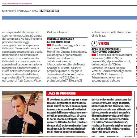 Oggi in Agenda <a href="/il_piccolo/">Il Piccolo</a>, grazie! #JazzInProgress ritorna stasera h21 con #GiovanniMaier #EnricoSartori #duo #jazz