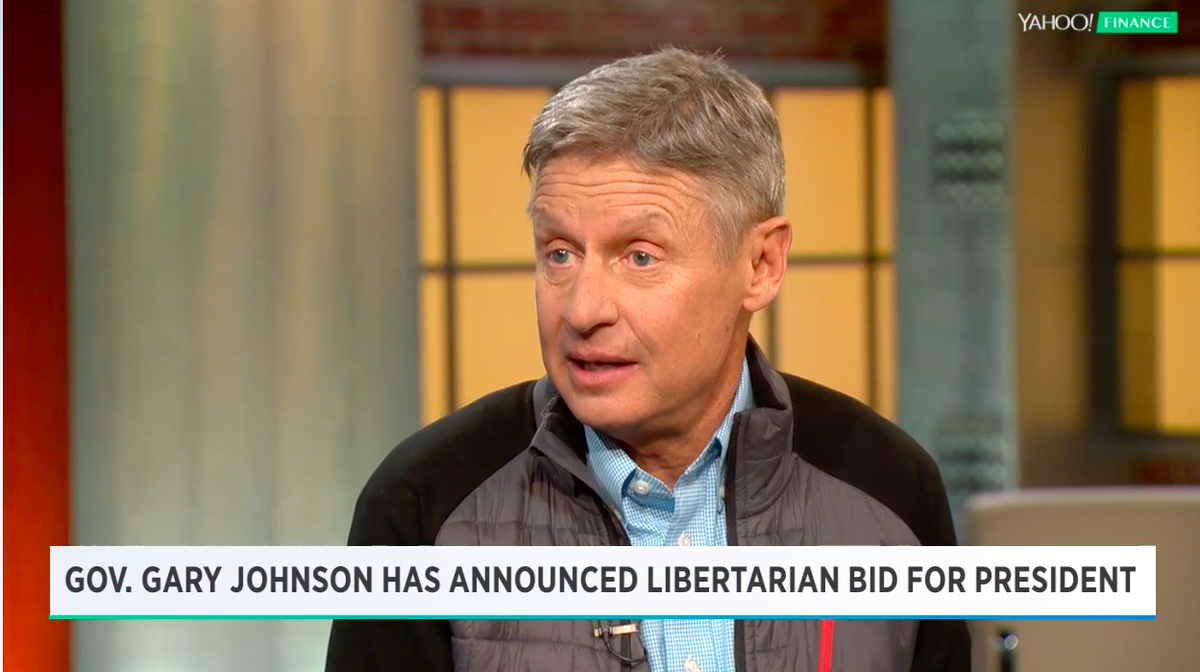 YahooFinance's tweet photo. Is there room for one more in the 2016 field? @GovGaryJohnson thinks so! https://t.co/o3T4tpGB90 https://t.co/YnQpsl8wfi