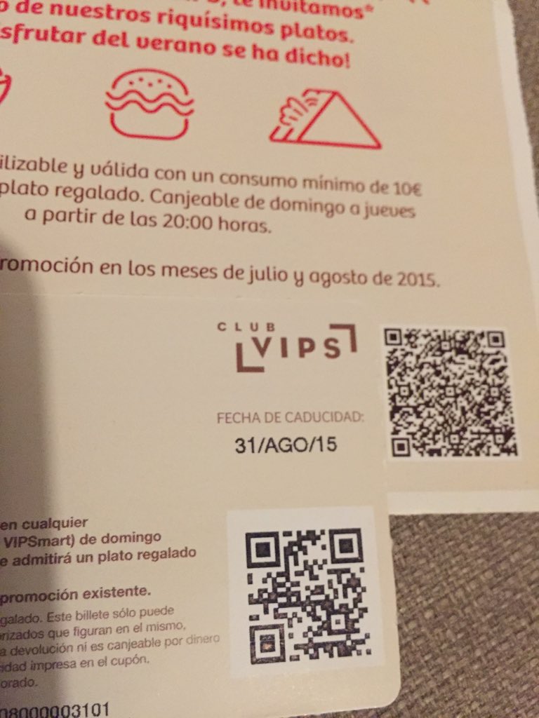 Shyomc's tweet photo. @VIPS me acaba de llegar una carta de una promoción para el verano de 2015!!! Es una broma???? #vips #promos https://t.co/QSUvtI7P1r