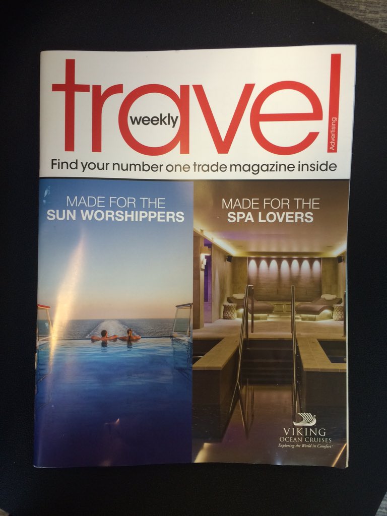Lucy_Huxley's tweet photo. Woah there! Another MASSIVE issue of @travelweekly this week! So heavy, @Hollierae_tw can hardly carry it! #120pages https://t.co/Gjb3YwpR8G
