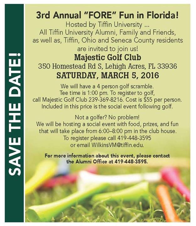 TiffinUAlumni's tweet image. Please join us for the 3rd Annual FORE Fun in Florida! @TiffinU @gotiffindragons #FOREFun #godragons #tiffinu