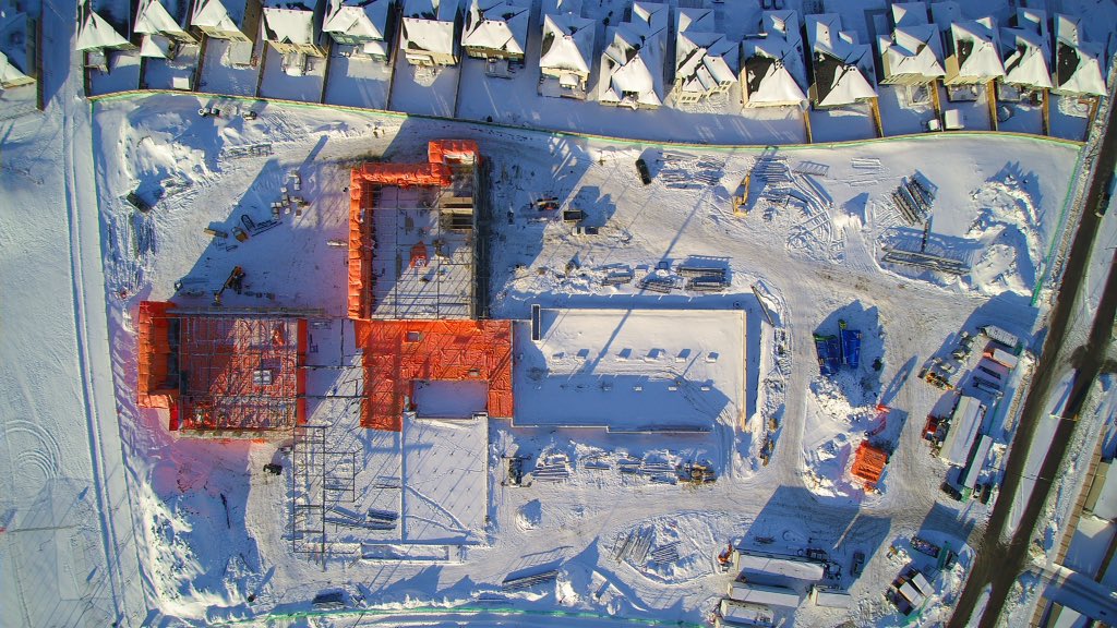 Sage Creek School progress photo via the drone #drone #bockstael #winnipegconstruction