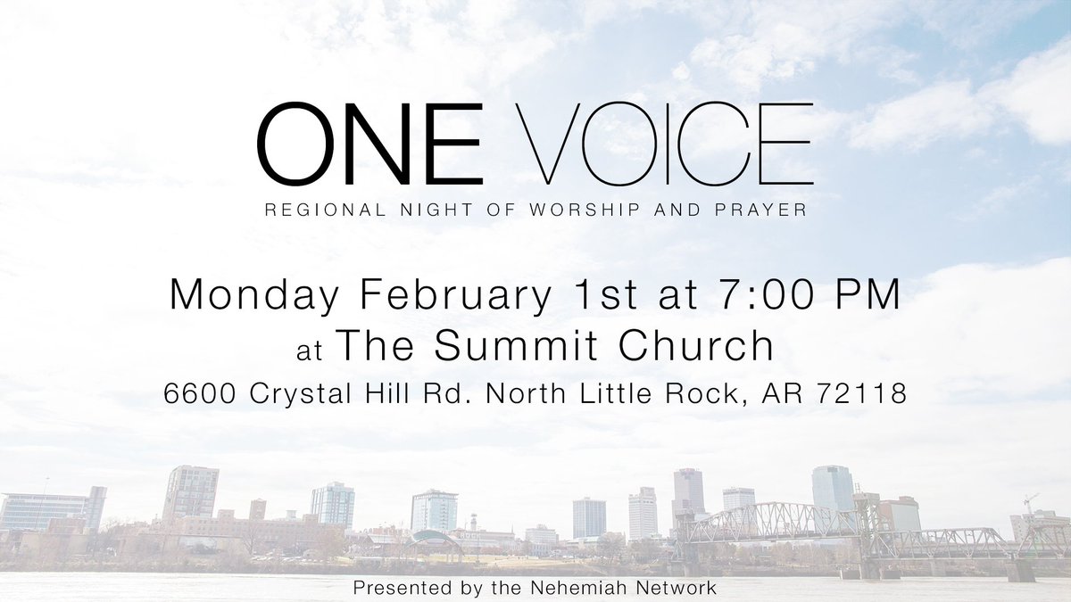 Wowza! A bunch of churches in Little Rock are coming together to pray &amp; worship on Feb 1 at Summit in LR. Join us!