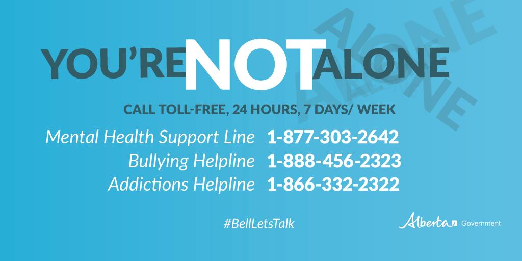 YourAlberta's tweet image. 1 in 5 Albertans will experience a mental illness in their lifetime. Don't suffer in silence. #BellLetsTalk