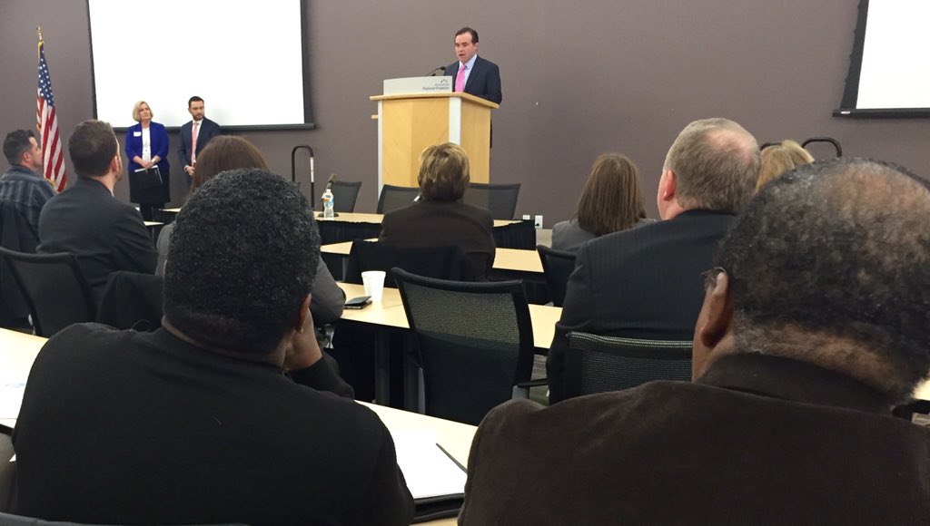 CincyChamber's tweet photo. Mayor @JohnCranley announces Cincinnati's Veterans Economic Communities Initiative (VECI) at @CincyChamber. https://t.co/9egHKi3Xjb