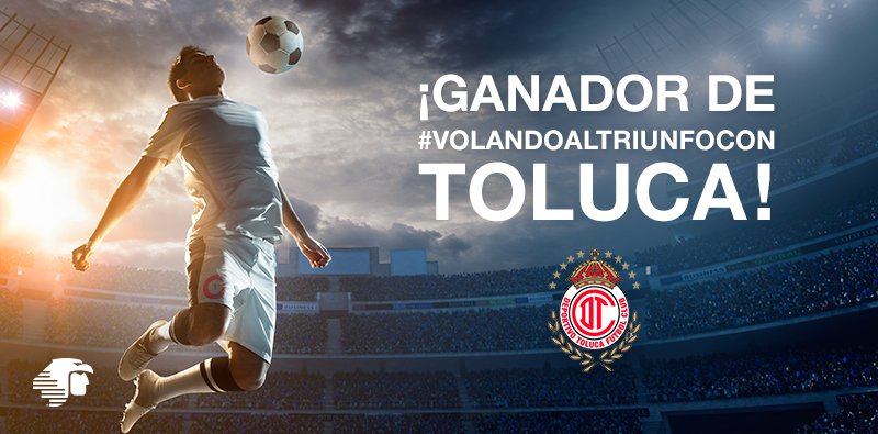 Aeromexico's tweet photo. ¡Felicidades a @angeltowers2!
#VolandoAlTriunfoCon @TolucaFC https://t.co/G5o23oUW90