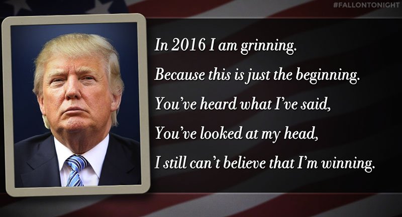 FallonTonight's tweet photo. Jimmy shares some poems written by the presidential candidates https://t.co/AlDEqXdLat https://t.co/VRAub8kMof
