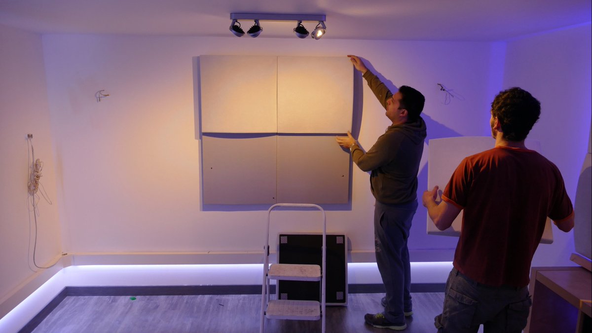 Acoustic Treatment Installation Part 1 #studioporn #recordingstudio #ledstripe #music #karimhaas #hardwork