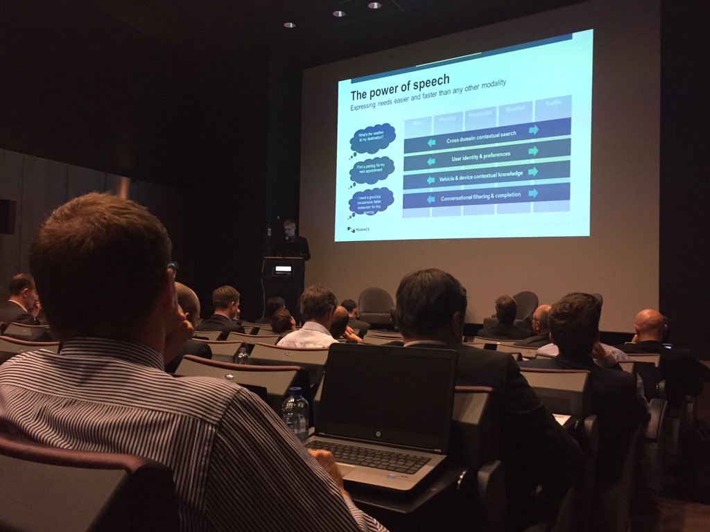 ConnecteDriver's tweet image. Eric Montague from @NuanceInc talking about speech and context at #connectedriver