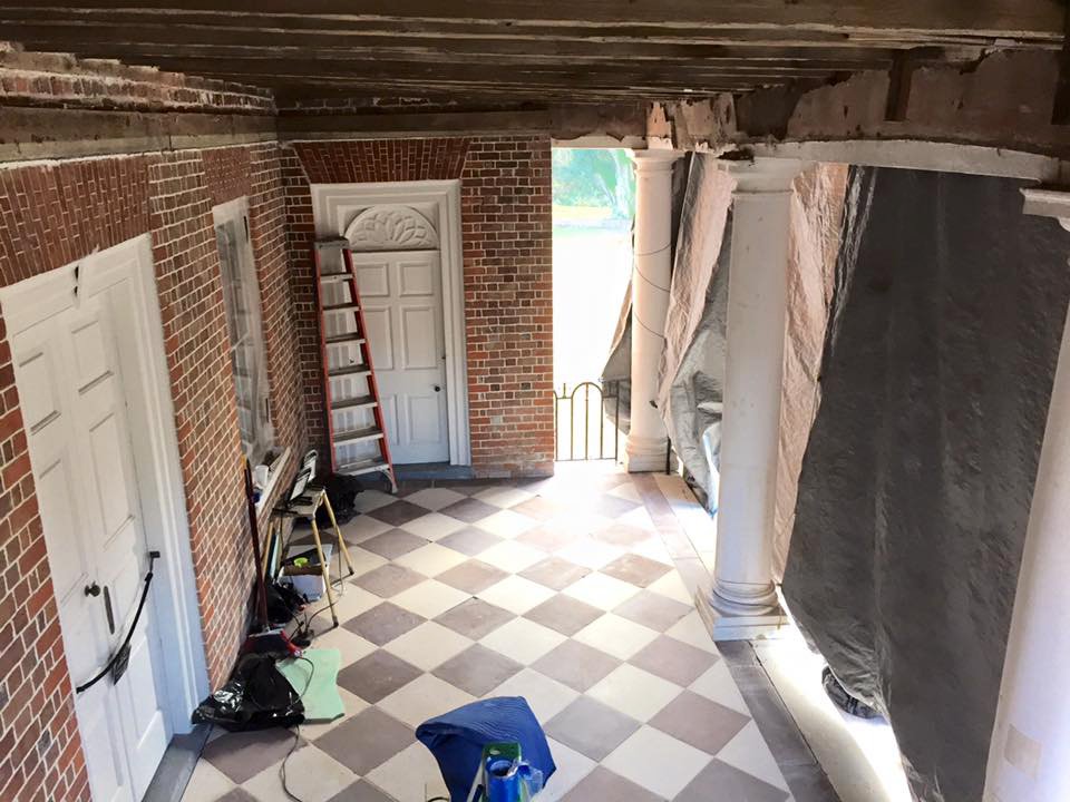 draytonhall's tweet photo. Sneak peek at the amazing progress being made on the portico rehabilitation project! #PreservationinProgress https://t.co/jfW2yGlLLy