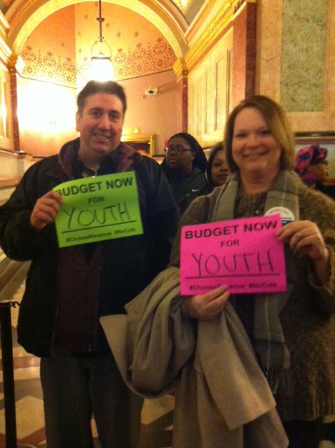 BrightpointIL's tweet image. Staff at the @RespBudgetIL rally in Springfield today. #BudgetFirst #ChooseRevenue #NoCuts #SOSIL